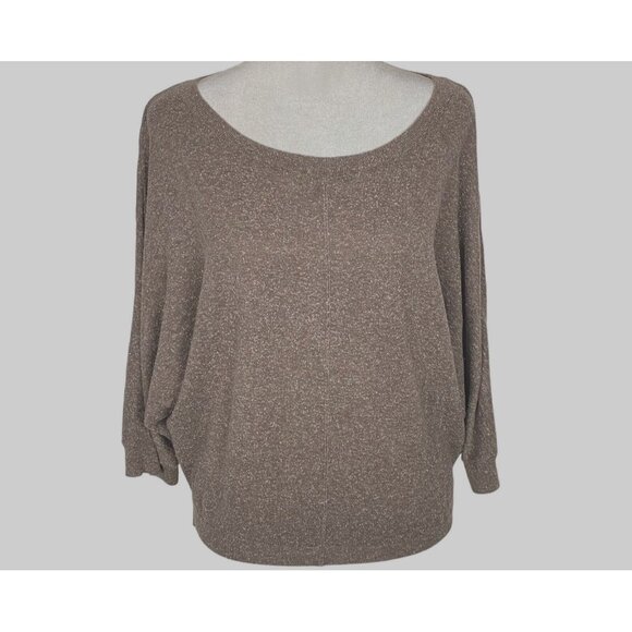 VINCE Women Wool Silk Blend Pullover Sweater Sz M Brown Scoop Neck Luxury 27-11 - Picture 1 of 11